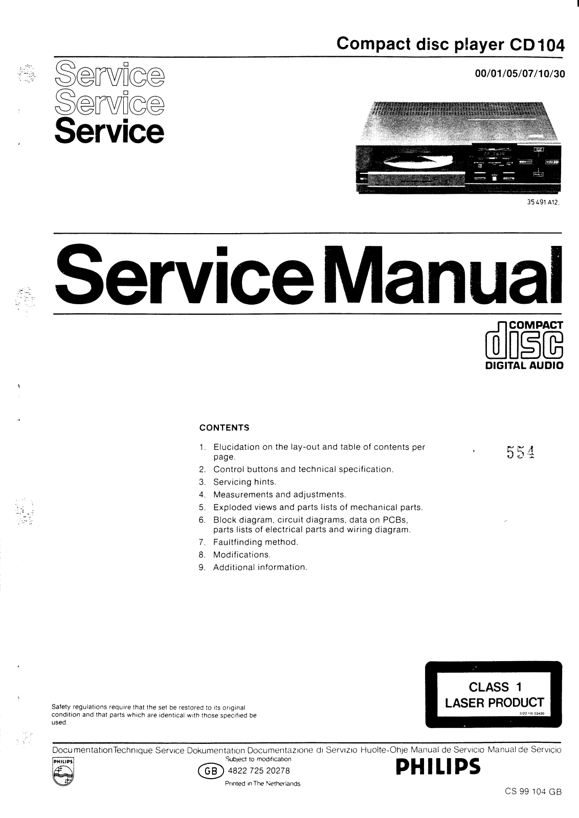 Philips CD-104 Service manual