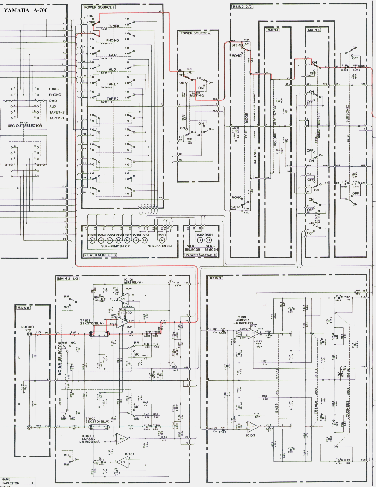 Yamaha A-700 Schematic