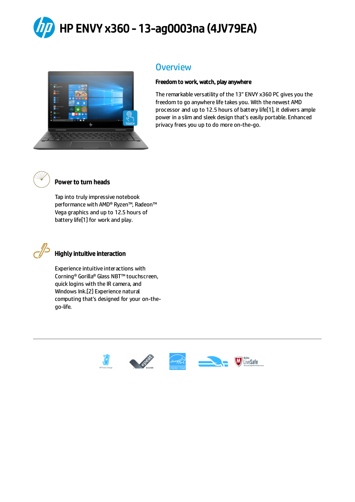 Hewlett Packard 4JV79EA Product Data Sheet