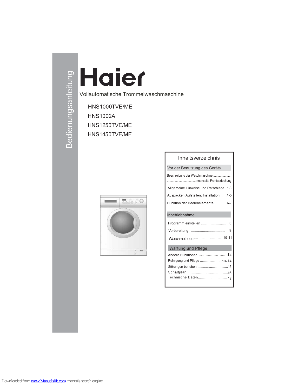 Haier HNS1000TVE, HNS1000ME, HNS1250TVE, HNS1250ME, HNS1450TVE Bedienungsanleitung