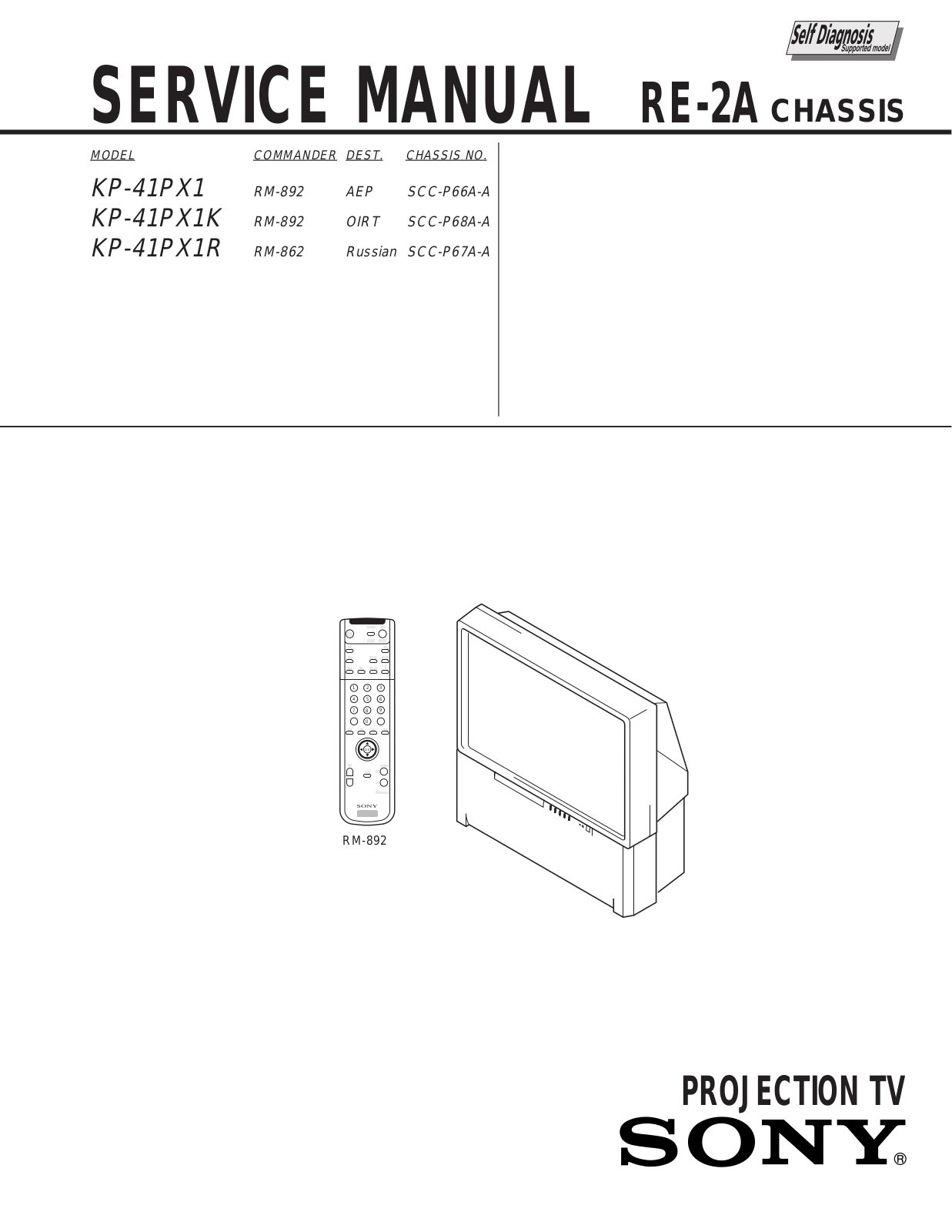 Sony KP-41PX1, KP-41PX1K, KP-41PX1R Service manual