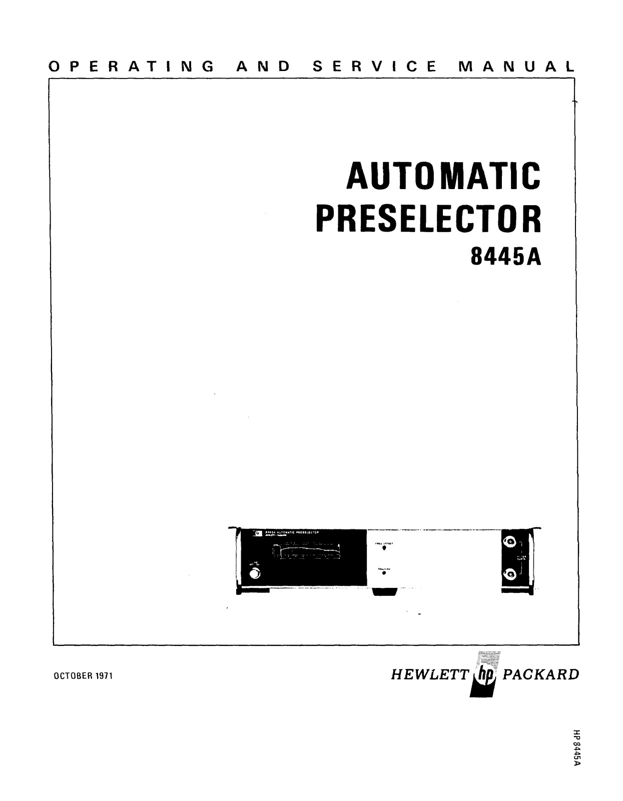 HP (Hewlett-Packard) 8445A User Manual