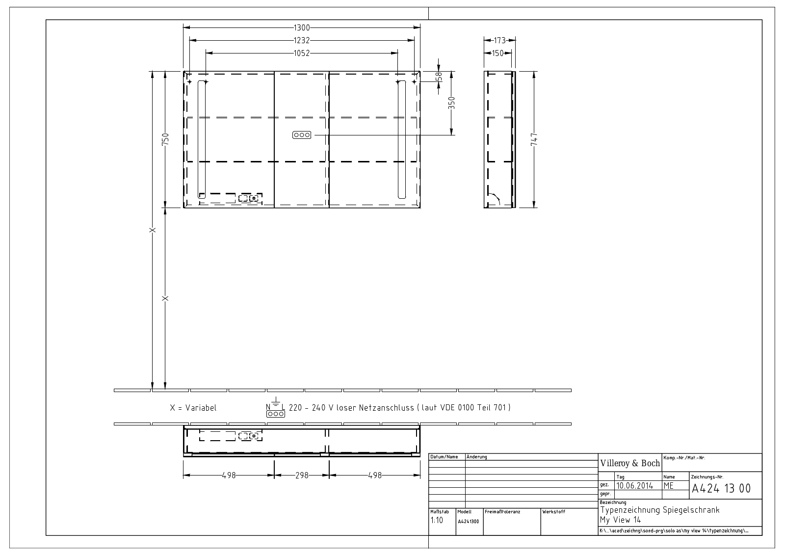 Villeroy & Boch A424 Technical drawing - ManualMachine.com