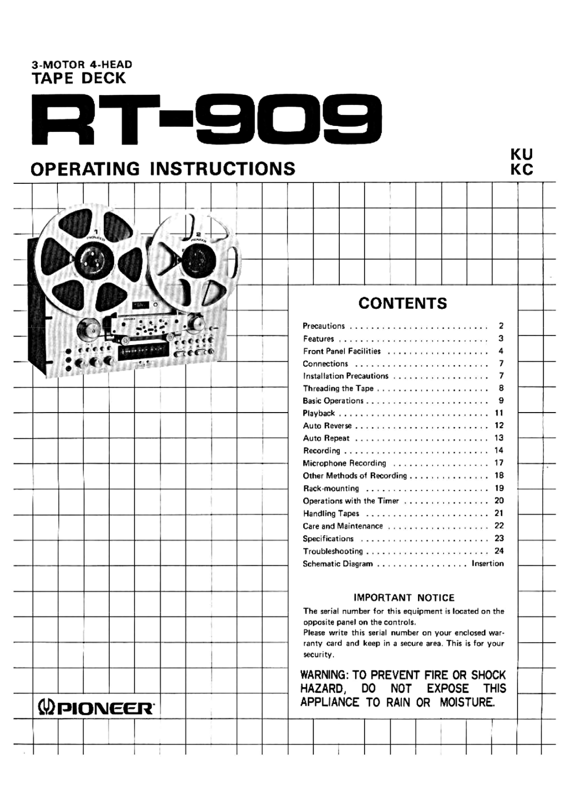 Pioneer RT-909 Owners Manual