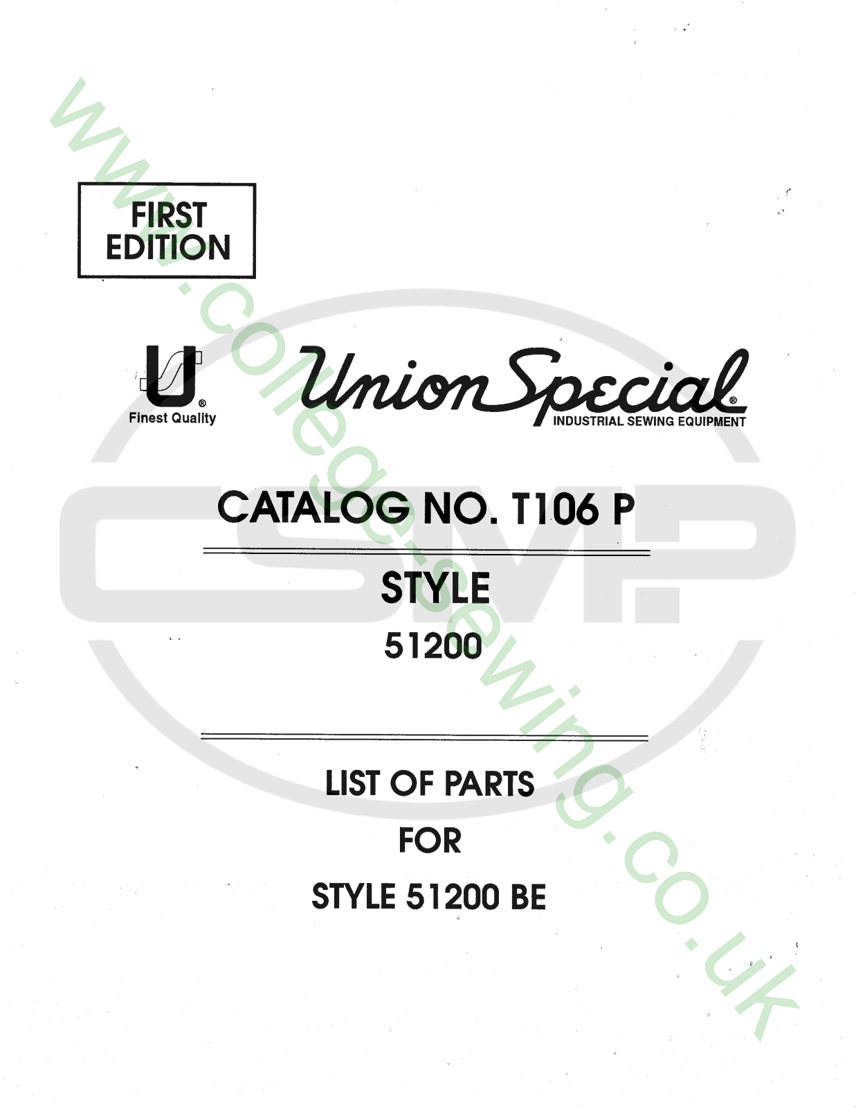 Union Special T106P Parts Book