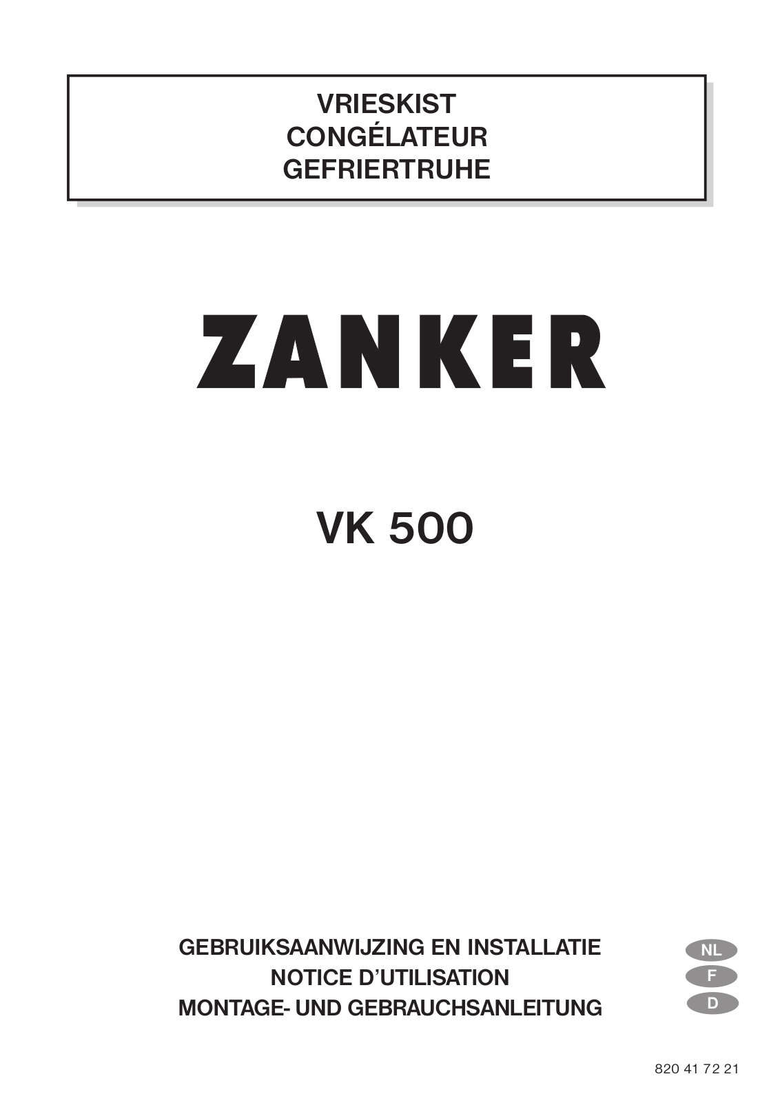 Zanker VK500 User Manual