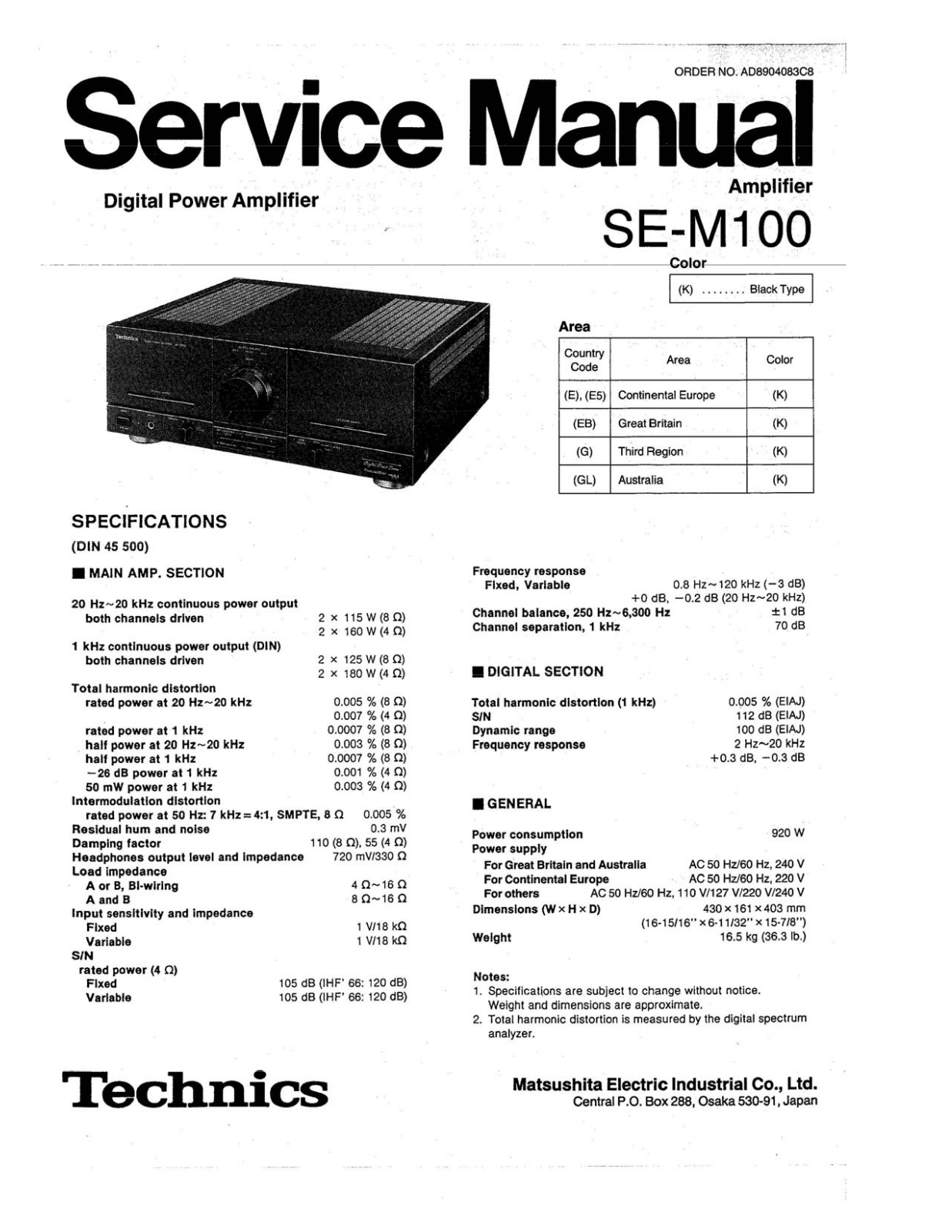 Technics SE-M1000 Service manual - ManualMachine.com