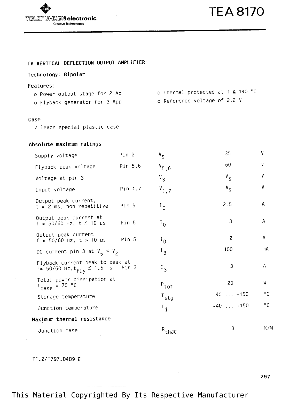 Datasheet TEA8170 Specification - ManualMachine.com