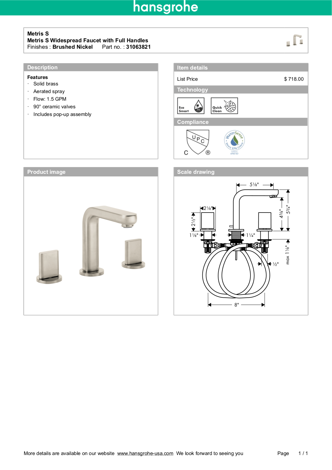 Hansgrohe HAN2376 Specifications - ManualMachine.com