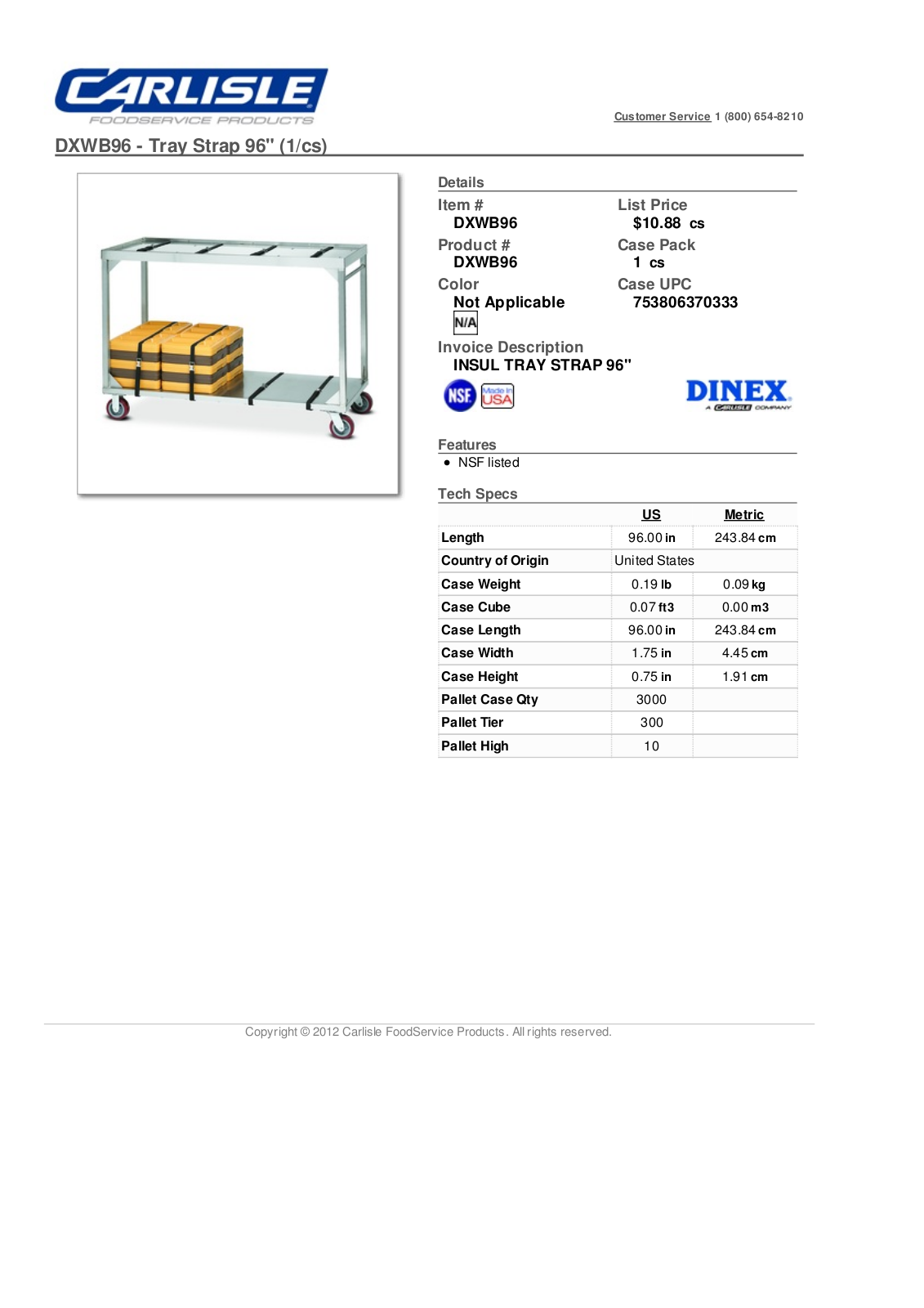 Carlisle DXWB96 User Manual