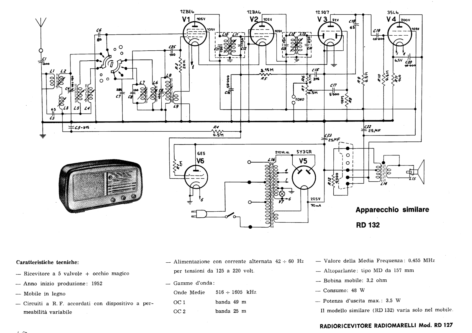 Radiomarelli rd127, rd132 schematic