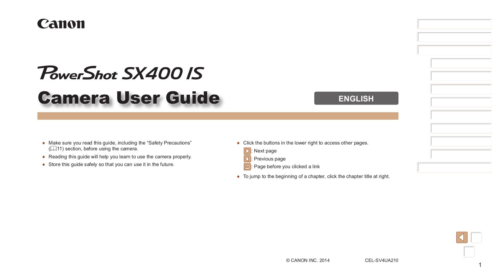 Canon SX400 Instruction manual