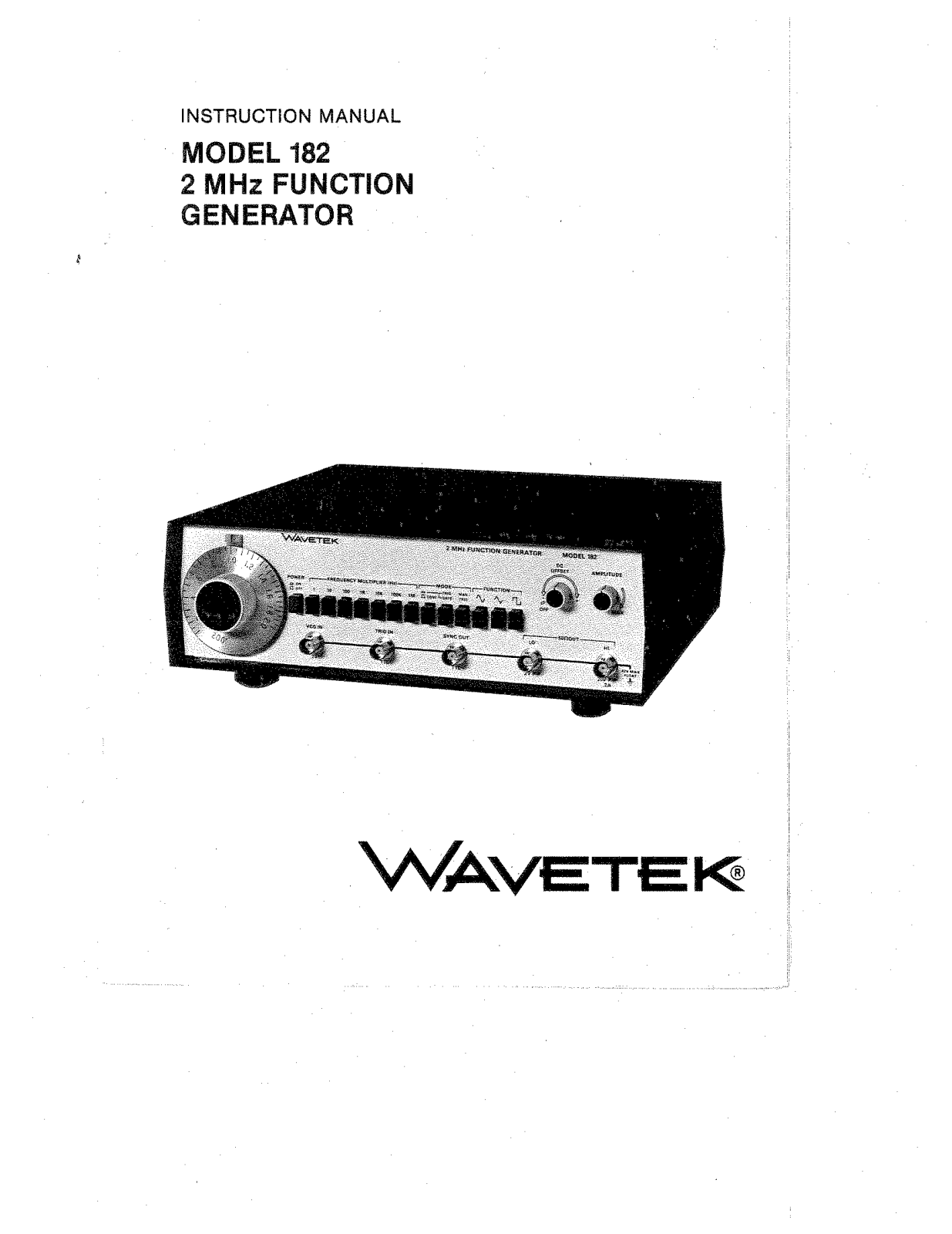 Wavetek 182 Service manual