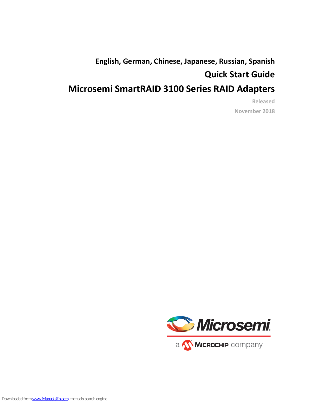 Microsemi SmartRAID 3100 Quick Start Manual