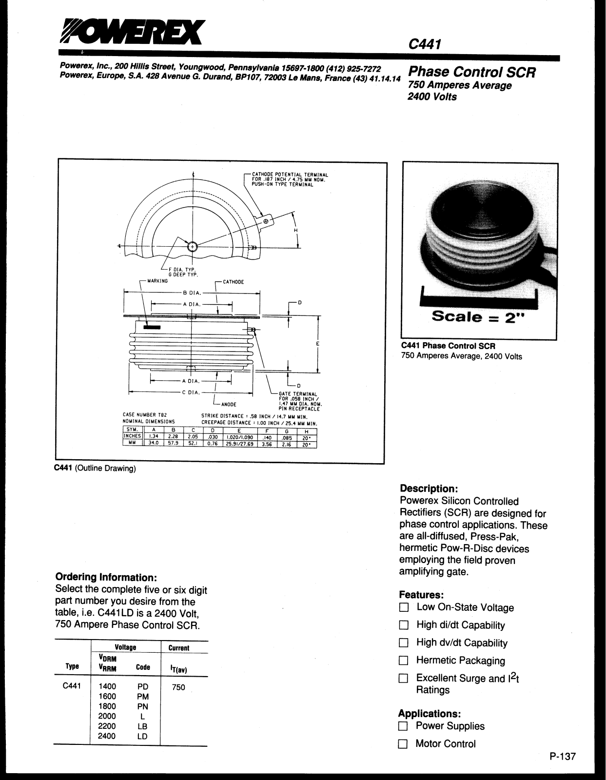 Powerex C441 Data Sheet