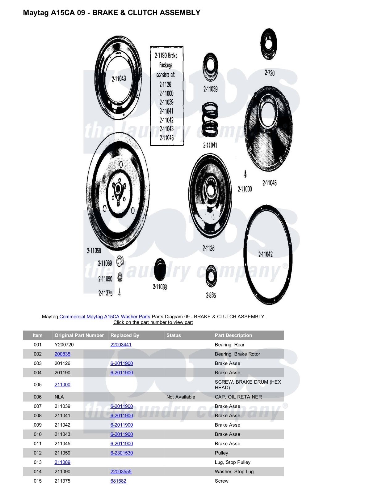 Maytag A15CA Parts Diagram