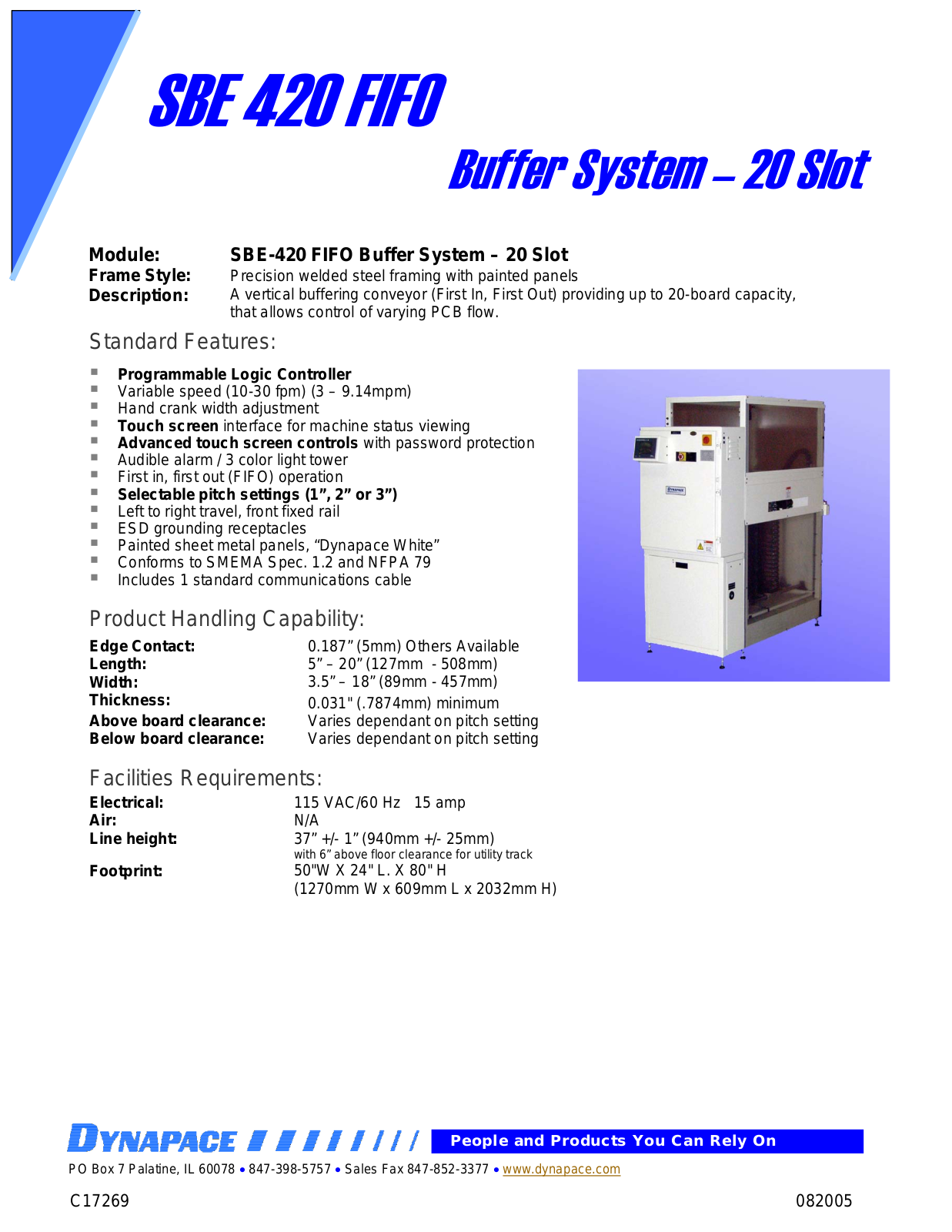 DYNAPACE FIFO Storage Buffers User Manual