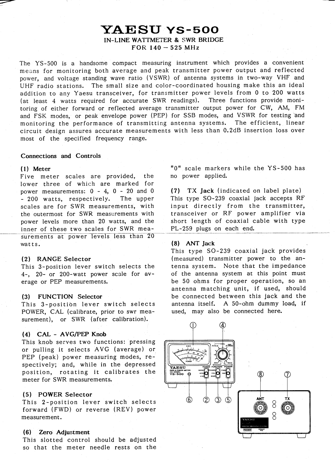 Yaesu YS-500 Operating Manual