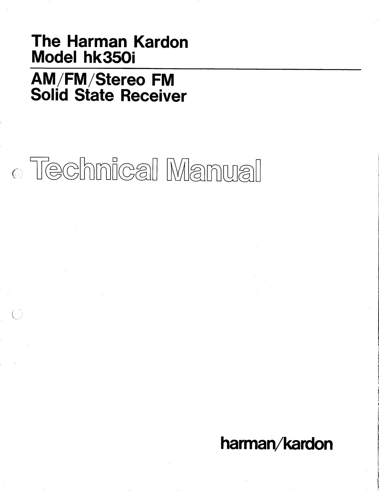 Harman Kardon HK-350-I Service manual