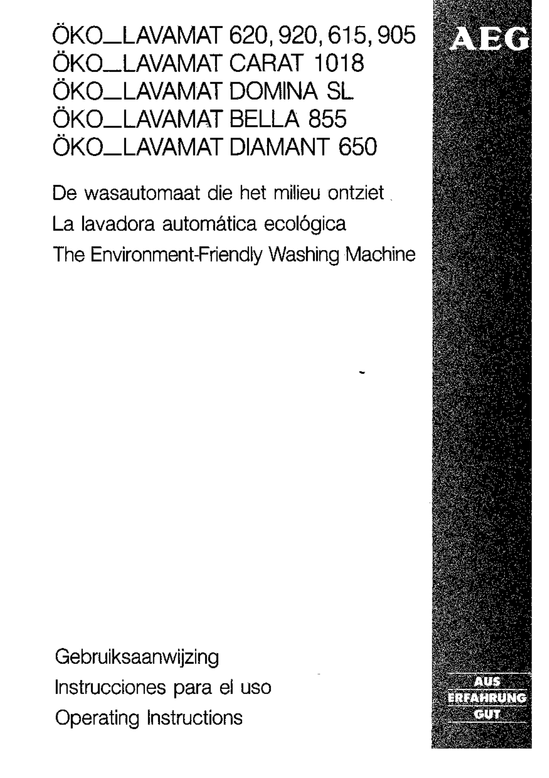 AEG LAV615-W, LAV920, LAVDIAMANT650, LAVBELLA855, LAV920 N Manual