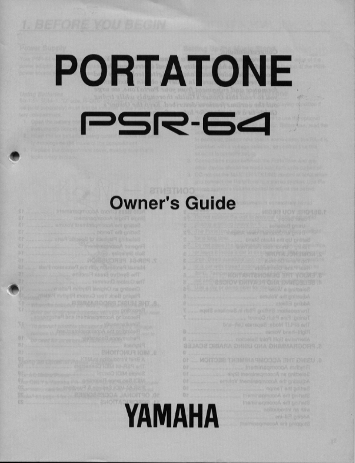 Yamaha PSR-64E, PSR-64 User Manual