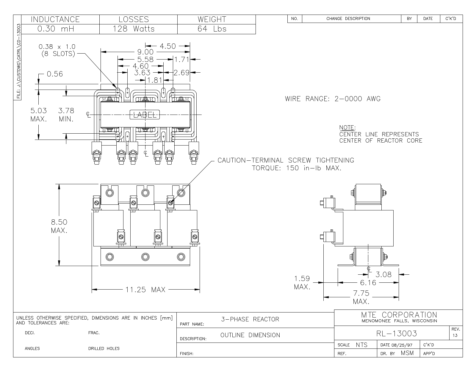 MTE RL-13003 CAD Drawings