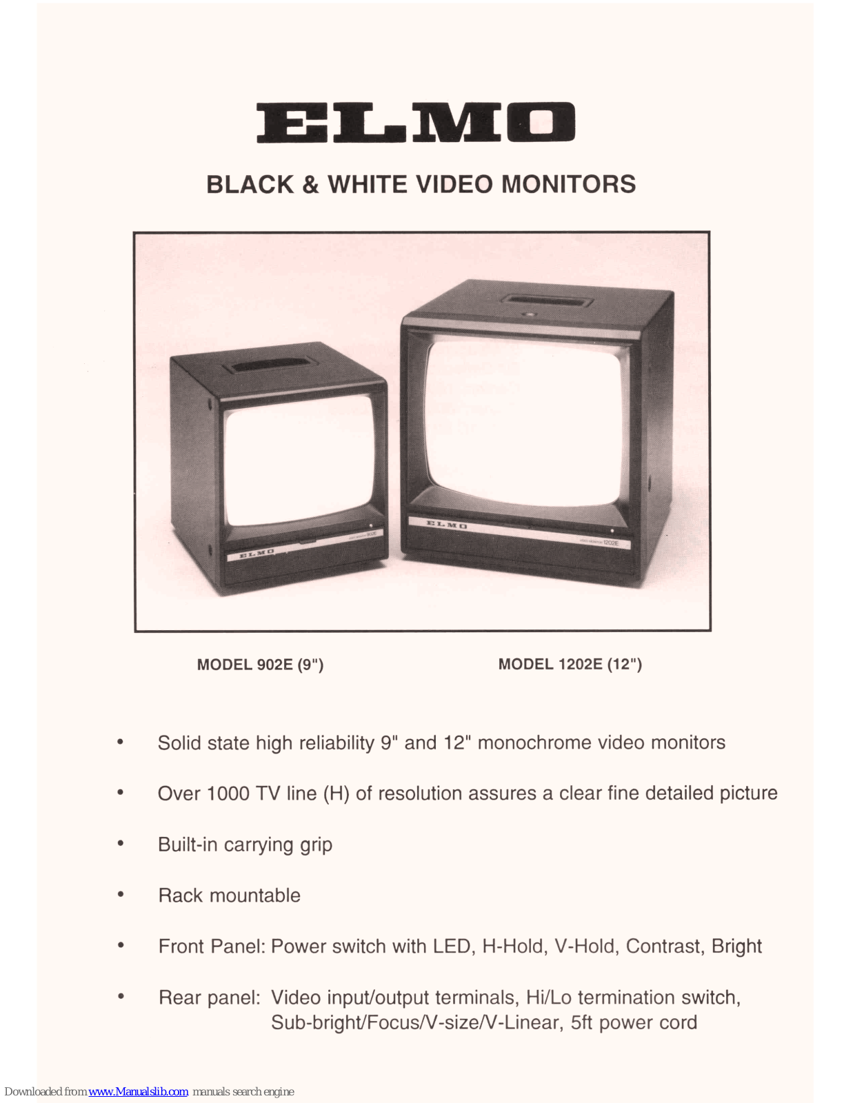 Elmo 1202E, 902E Specifications