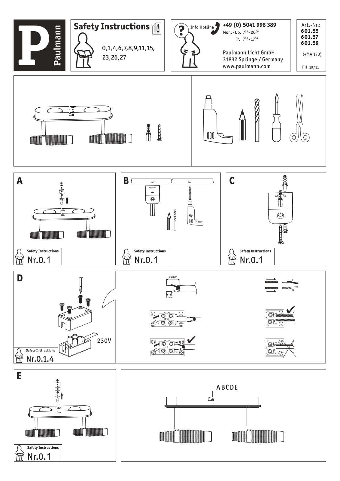 Paulmann 60155, 60157, 60159 Safety instructions - ManualMachine.com