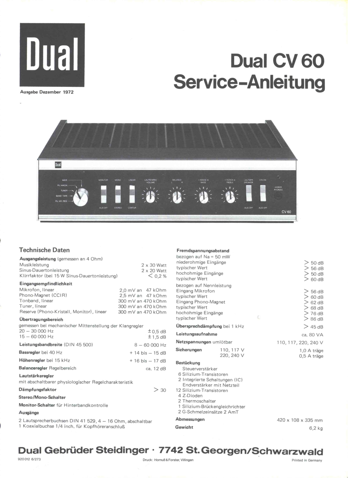 Dual CV-60 Service manual