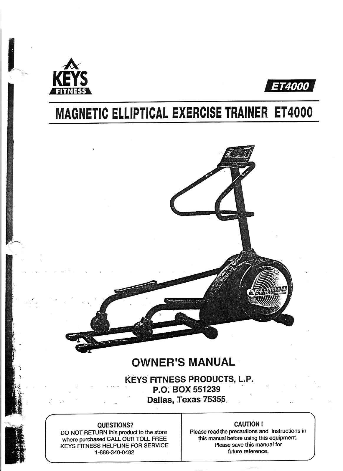 Keys Fitness ET4000 User Manual