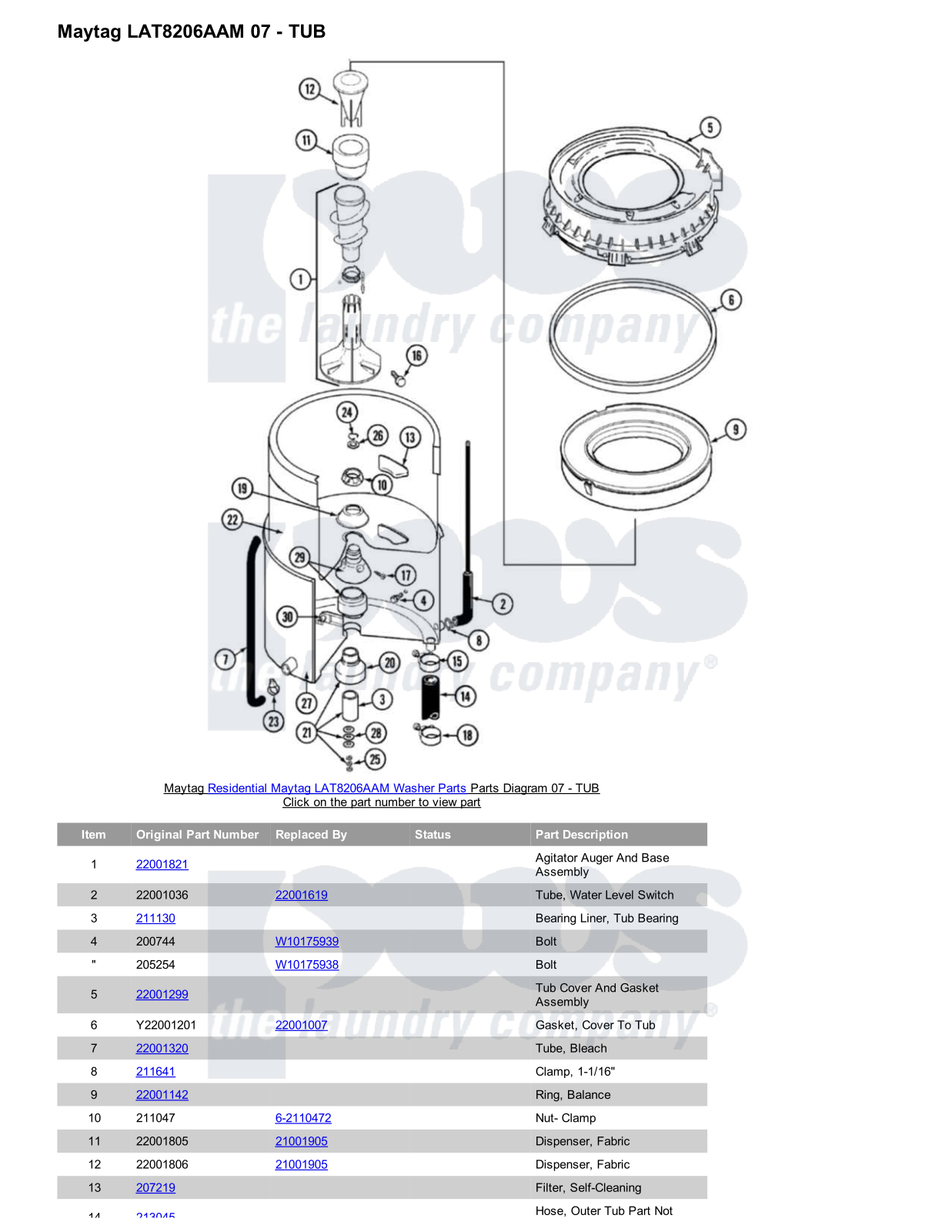 Maytag LAT8206AAM Parts Diagram