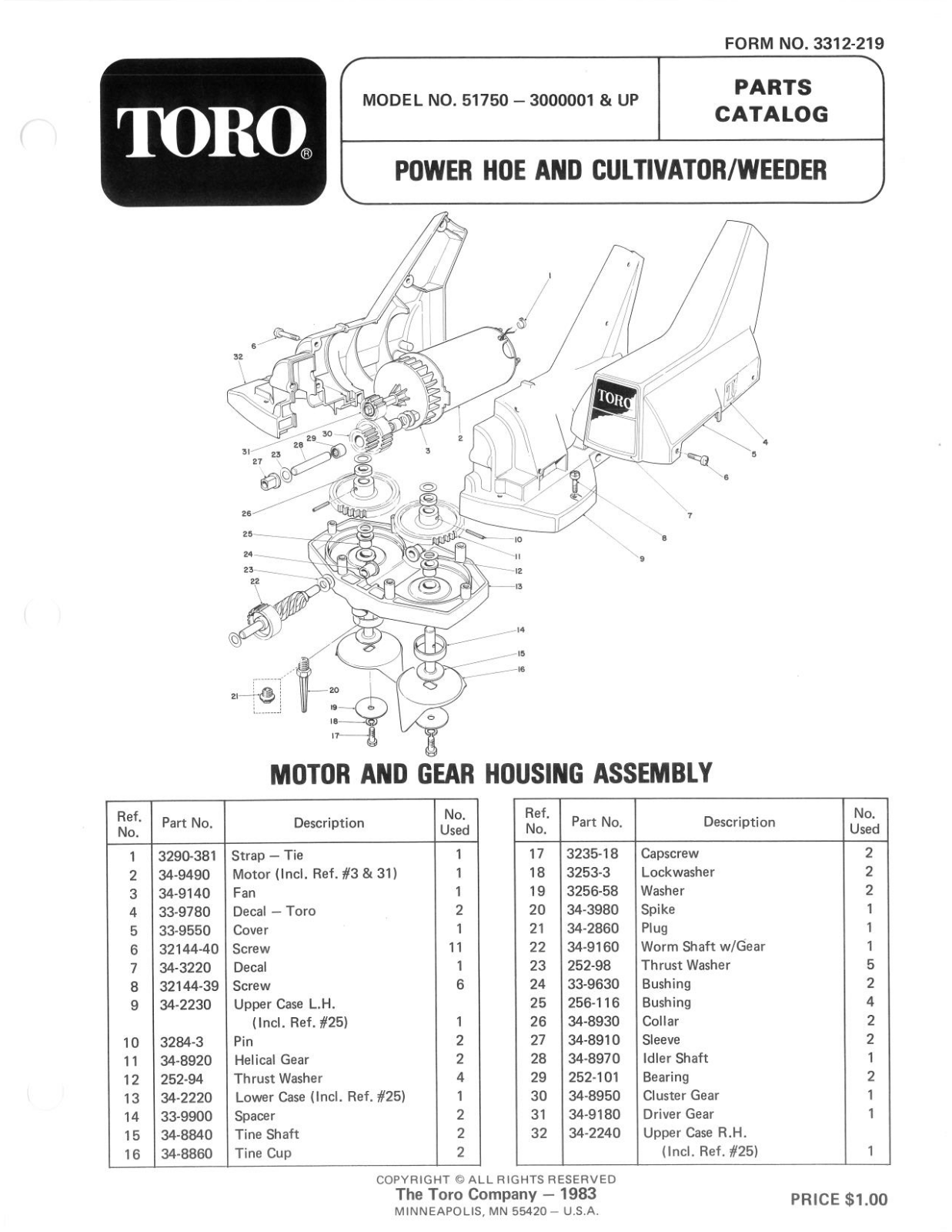 Toro 51750 Parts Catalogue