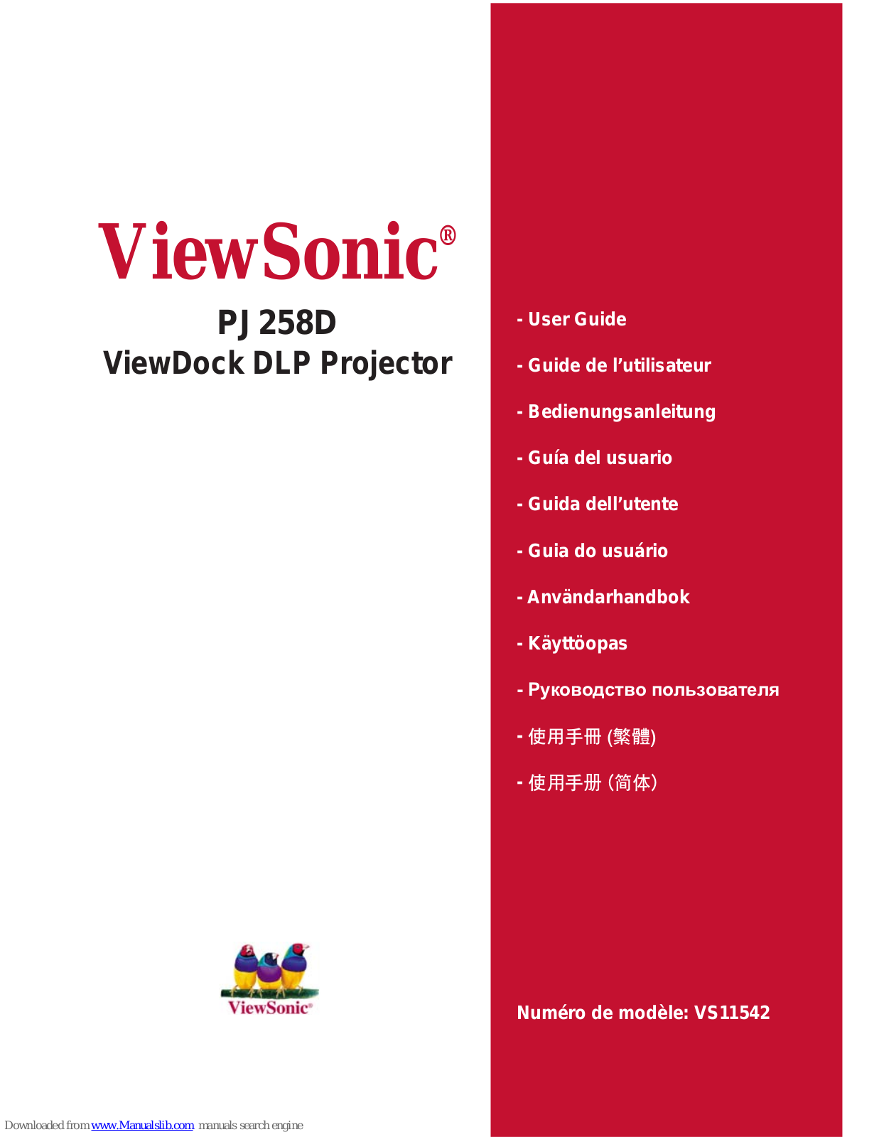 ViewSonic ViewDock PJ258D, VS11542 Guía Del Usuario