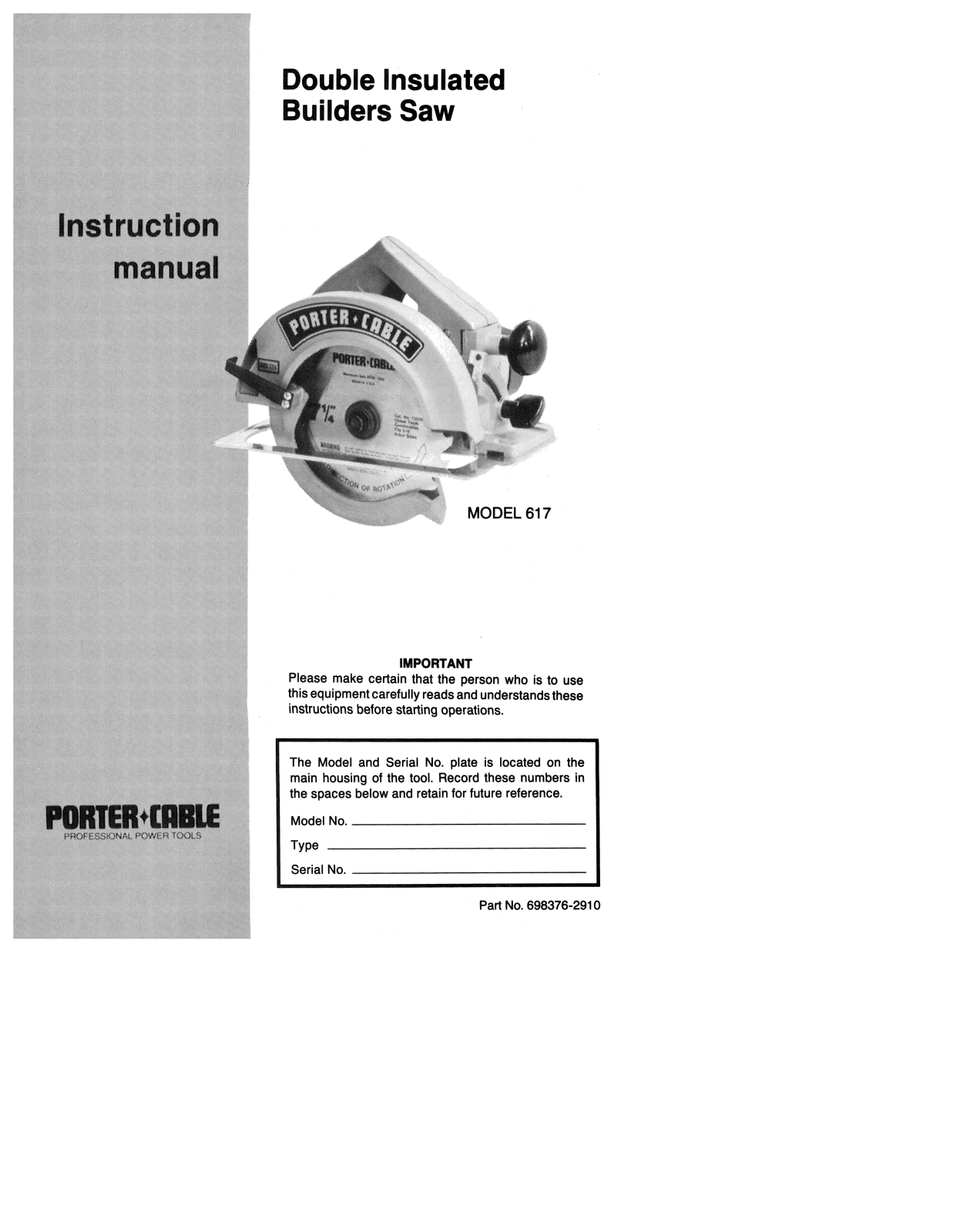 Porter-Cable 617 User Manual