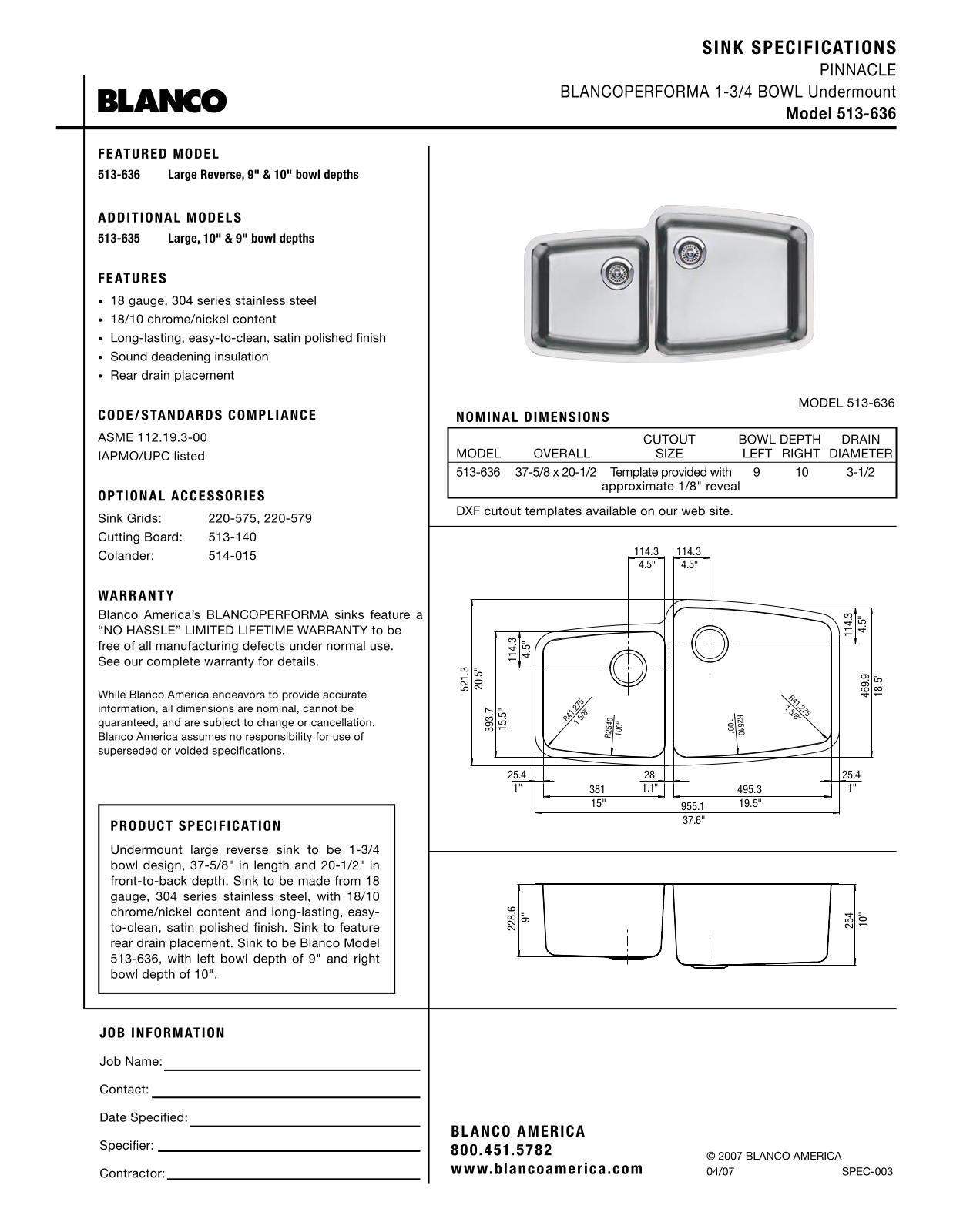 Blanco 513-636 User Manual