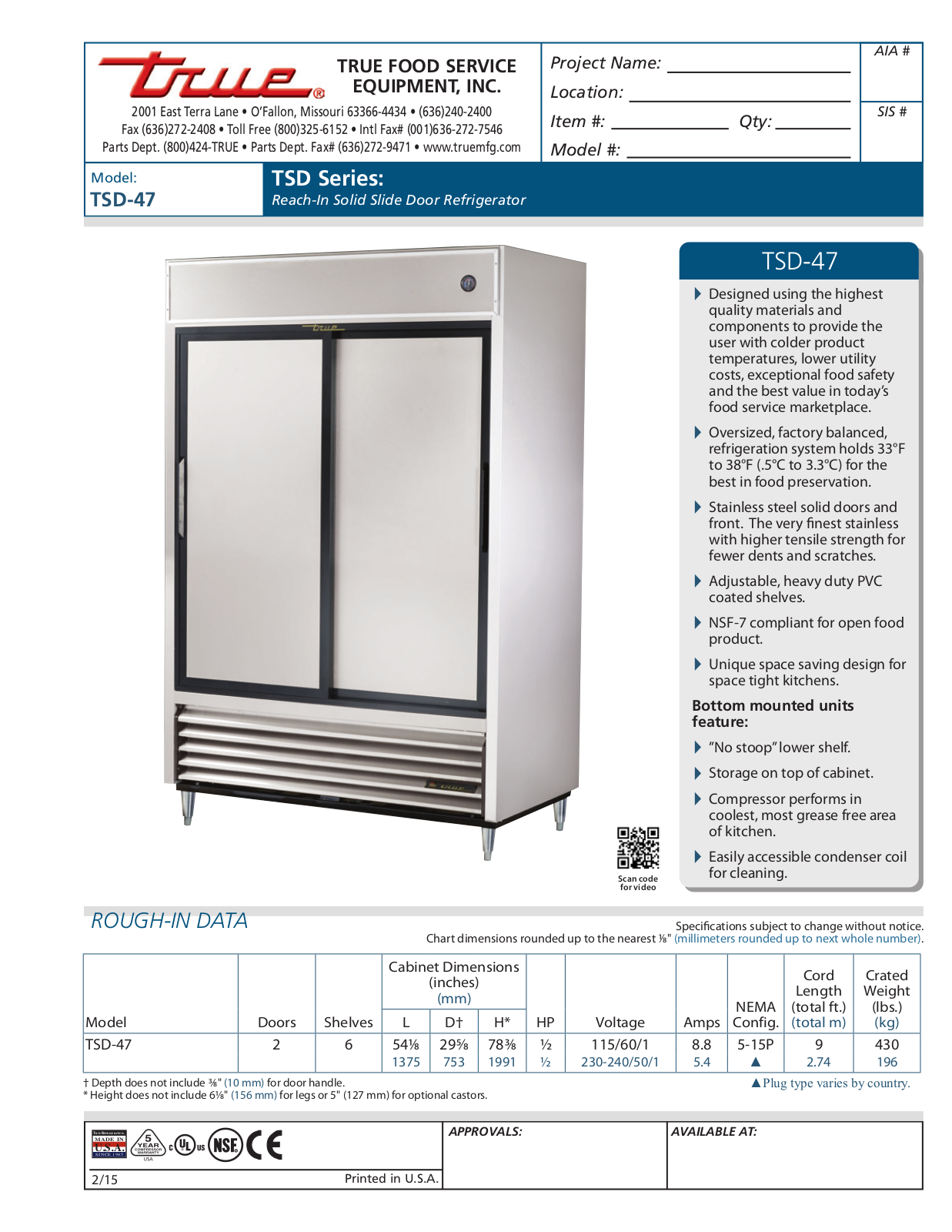 True TSD-47 User Manual