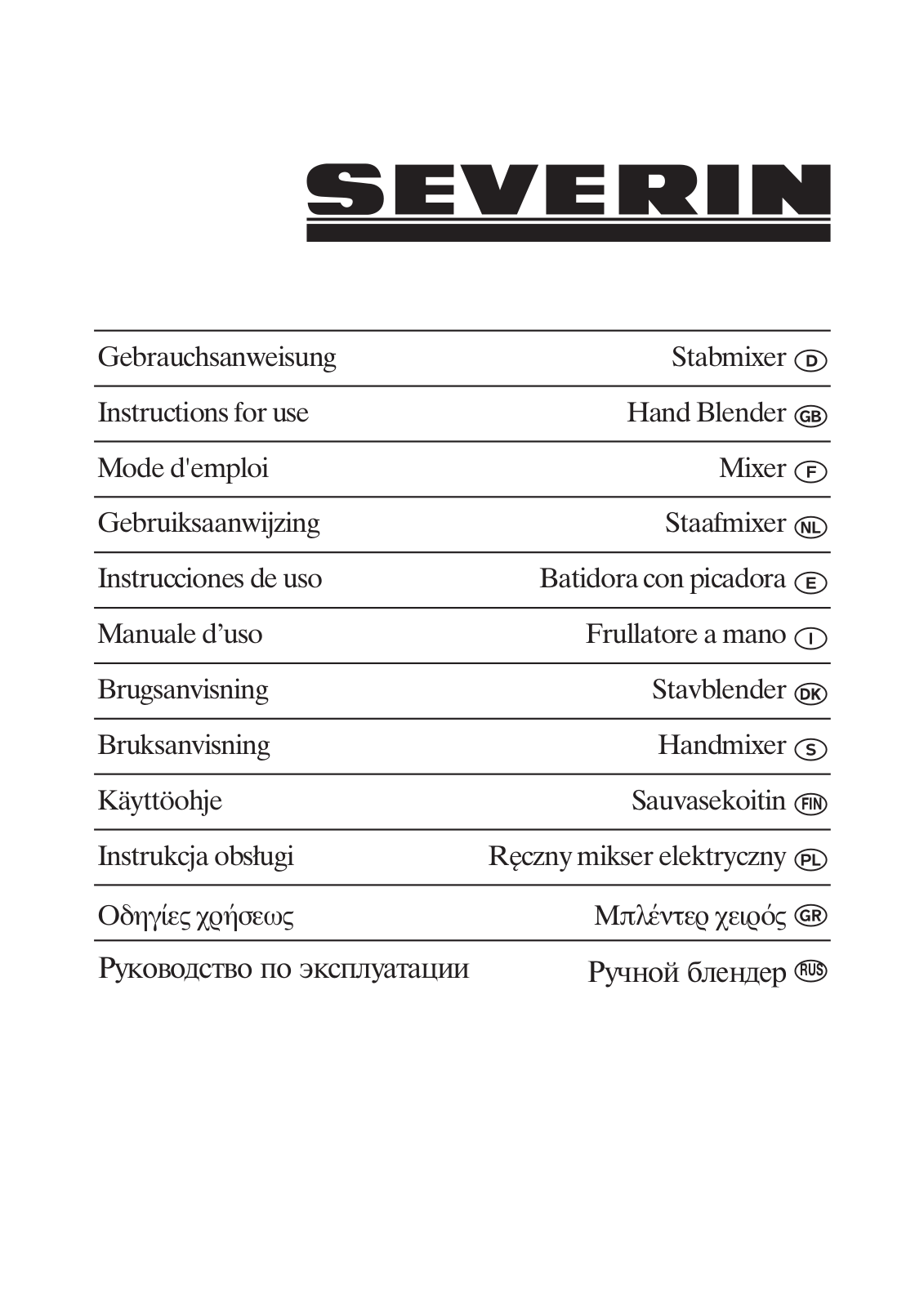 Severin PROFI-MIX SM 3808, PROFI-MIX SM 3807, PROFI-MIX SM 3803 User Manual