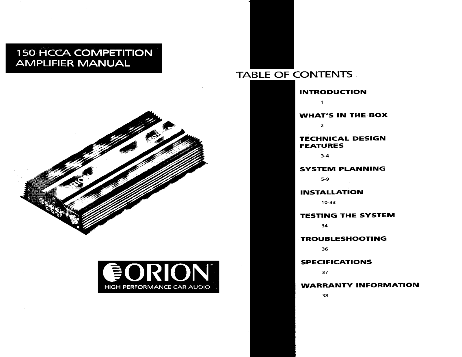 Orion 150 HCCA User Manual