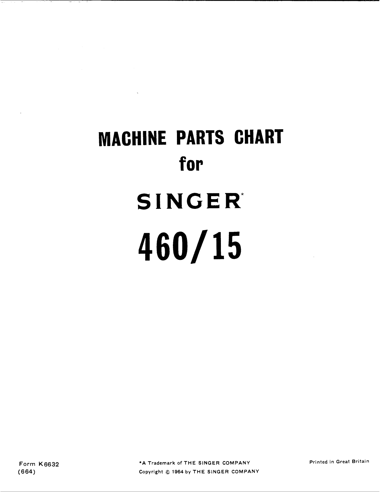 Singer 460.15 Parts List