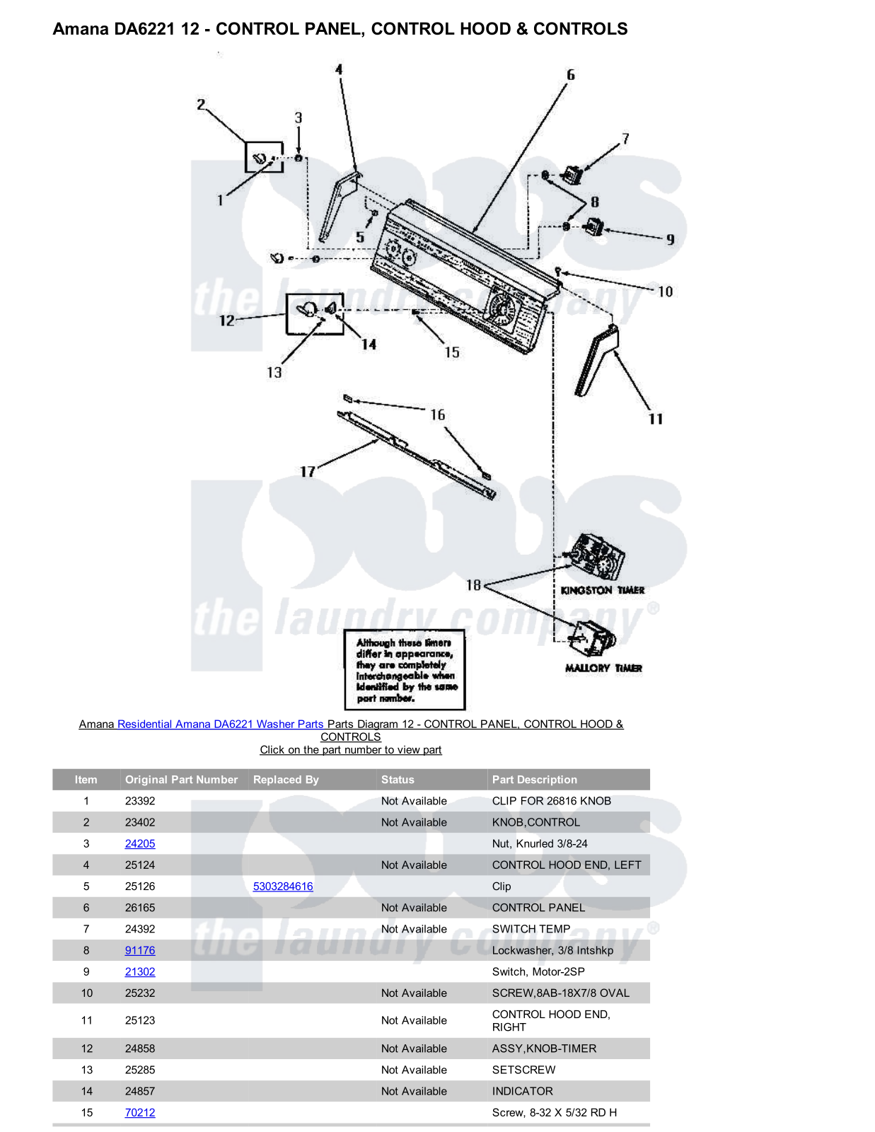 Amana DA6221 Parts Diagram