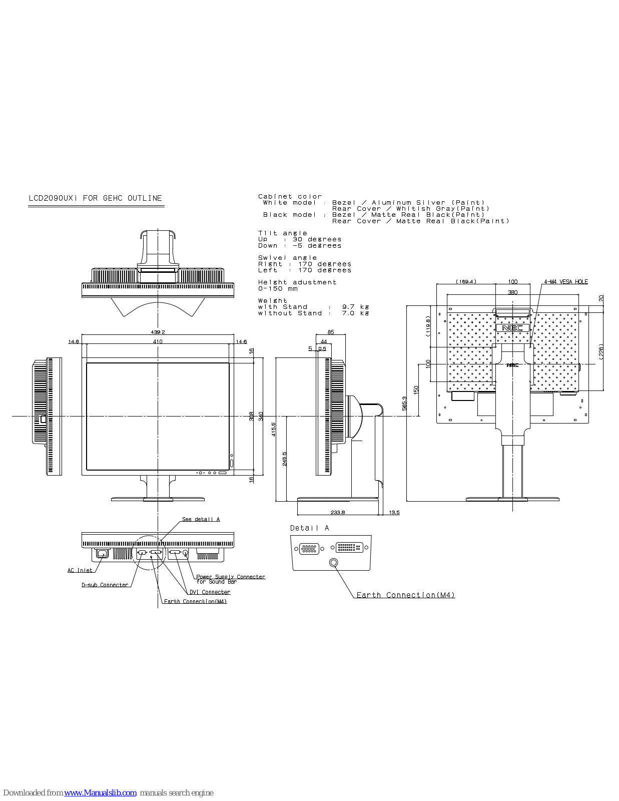 NEC MultiSync LCD2090UXi-BK, LCD2090UXi Specifications - ManualMachine.com