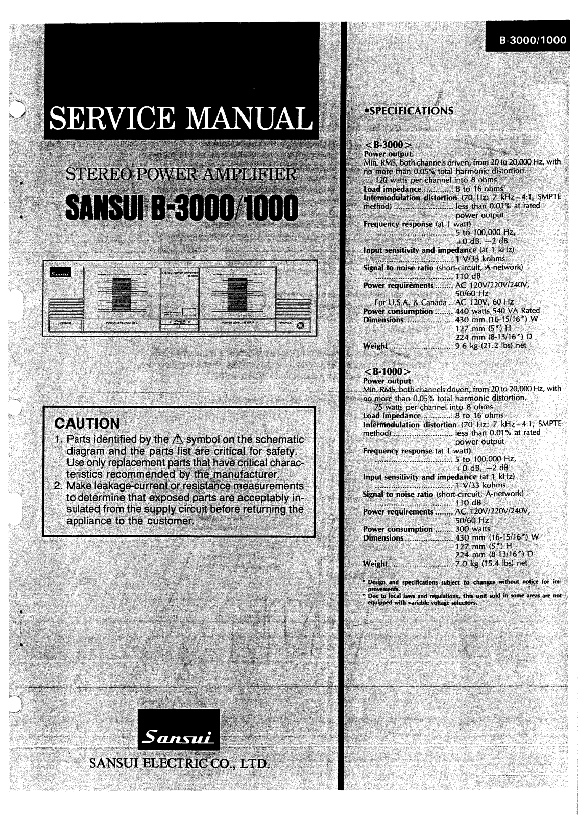 Sansui B-1000, B-3000 Service manual