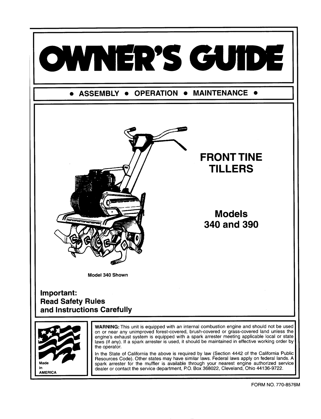 Bolens 340 User Manual