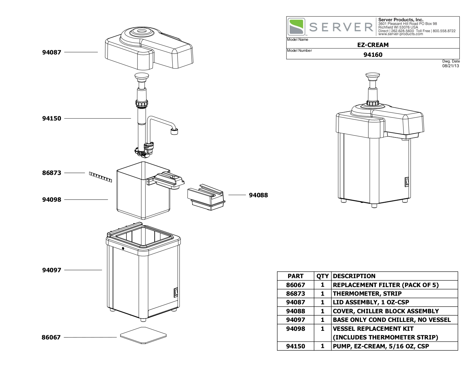 Server 94160 PARTS LIST