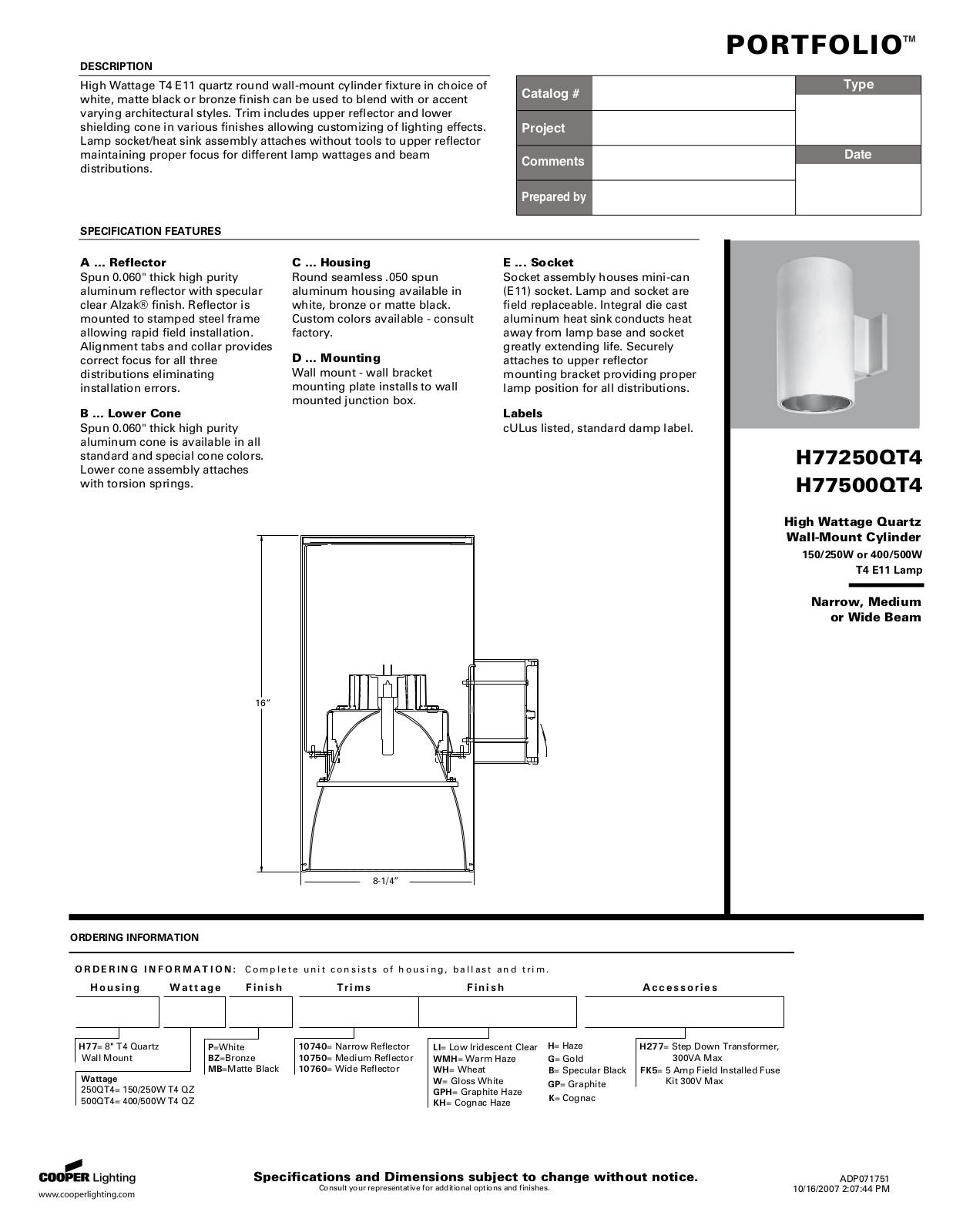 Cooper Lighting T4 E11 User Manual