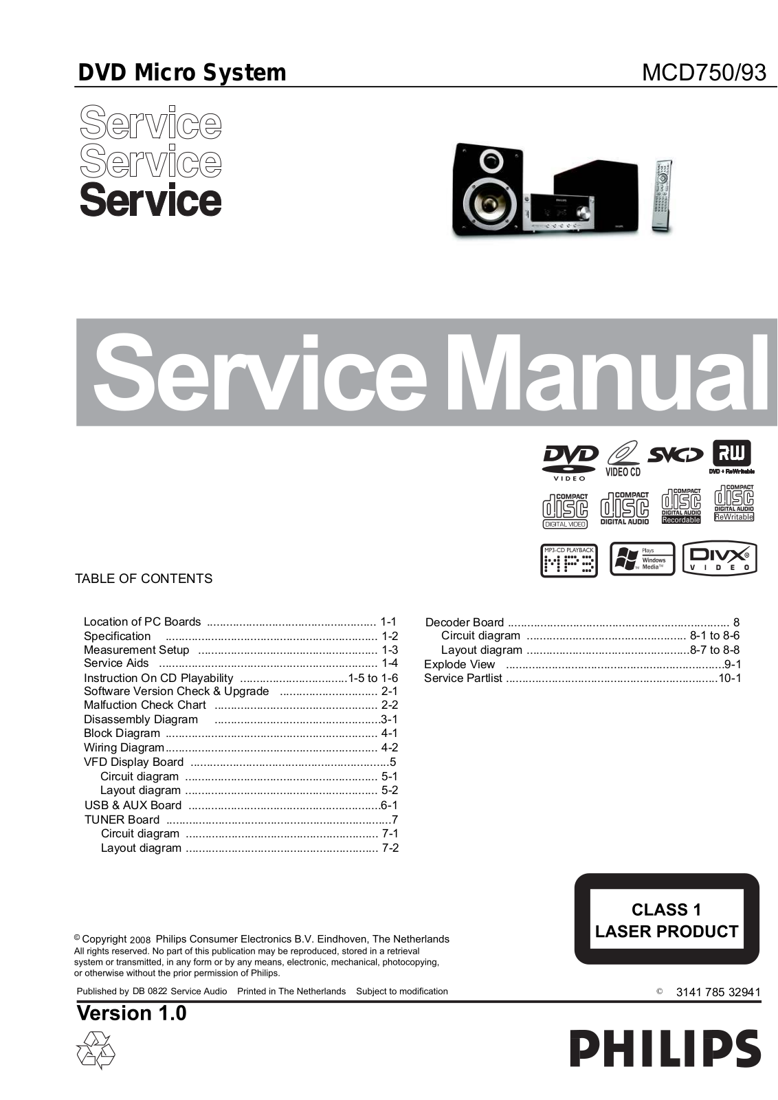 Philips MCD-750 Service Manual