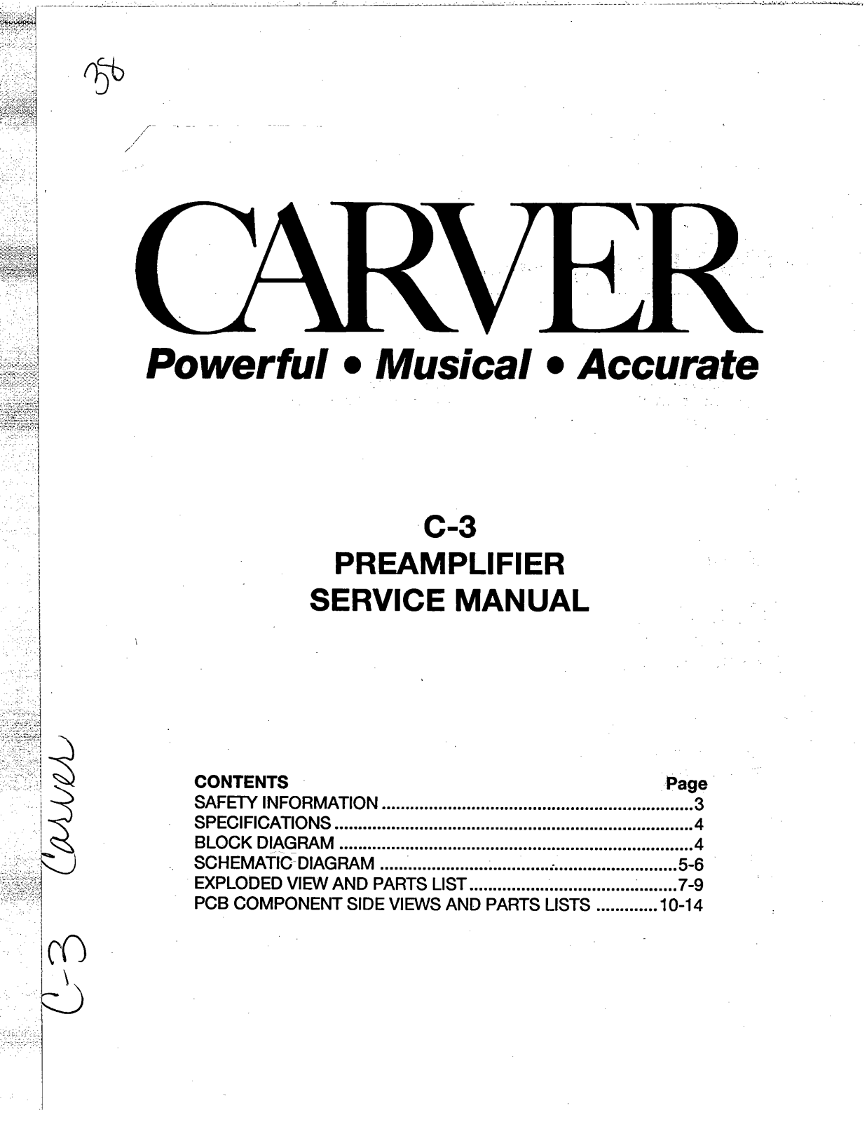 Carver C-3 Service manual
