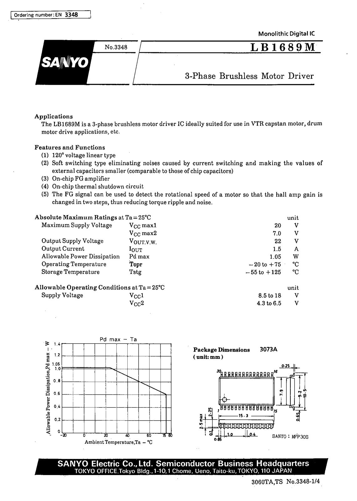 SANYO LB1689M Datasheet