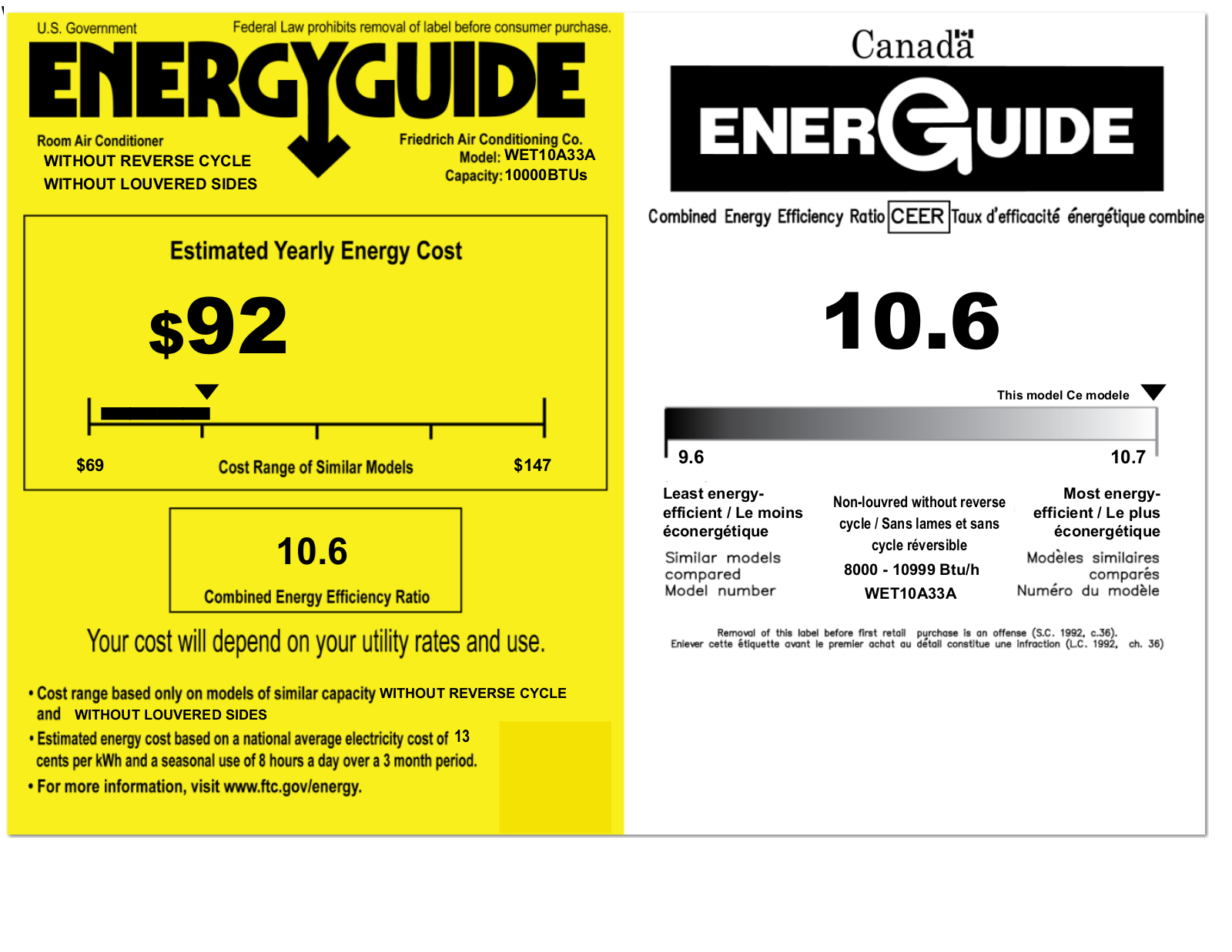 Friedrich WET10A33A Energy manual