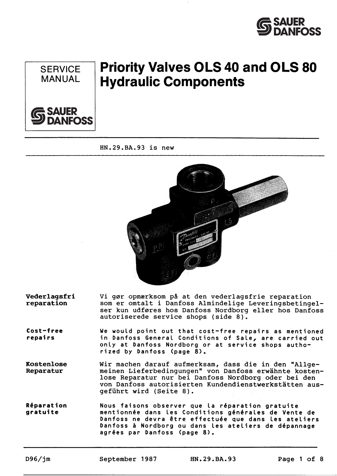 Danfoss OLS 40, OLS 80 Service guide